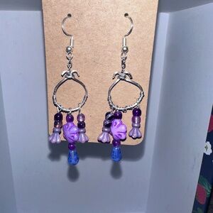 Purple and Silver Dangle Earrings